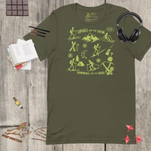 Unisex ski touring t-shirt with Uphill for the View graphic